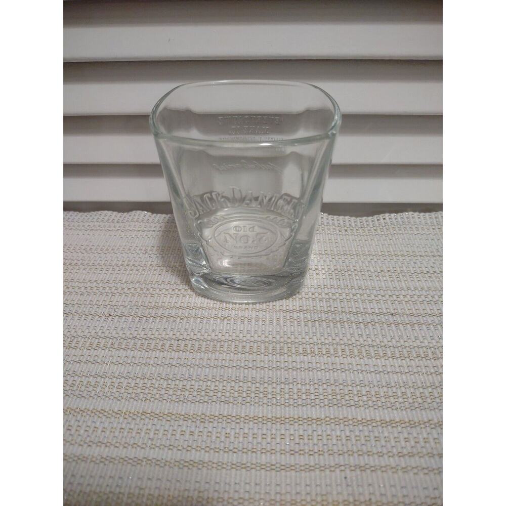 Jack Daniels Glass Old No. 7 Embossed Square Rocks Lowball Whiskey w/Quote
